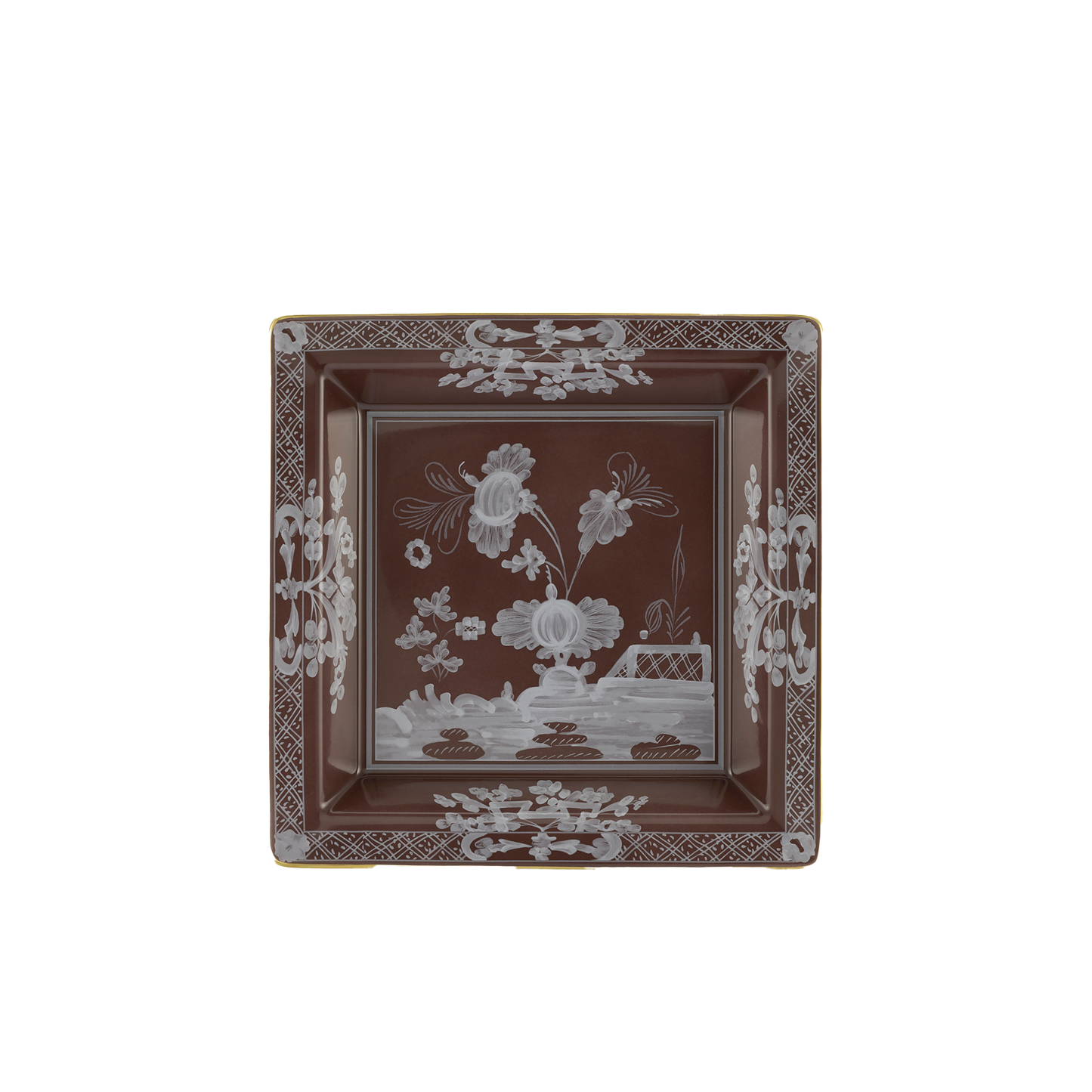 Ginori 1735 Oriente Italiano Castagna Large Square Change Tray | 9.64in