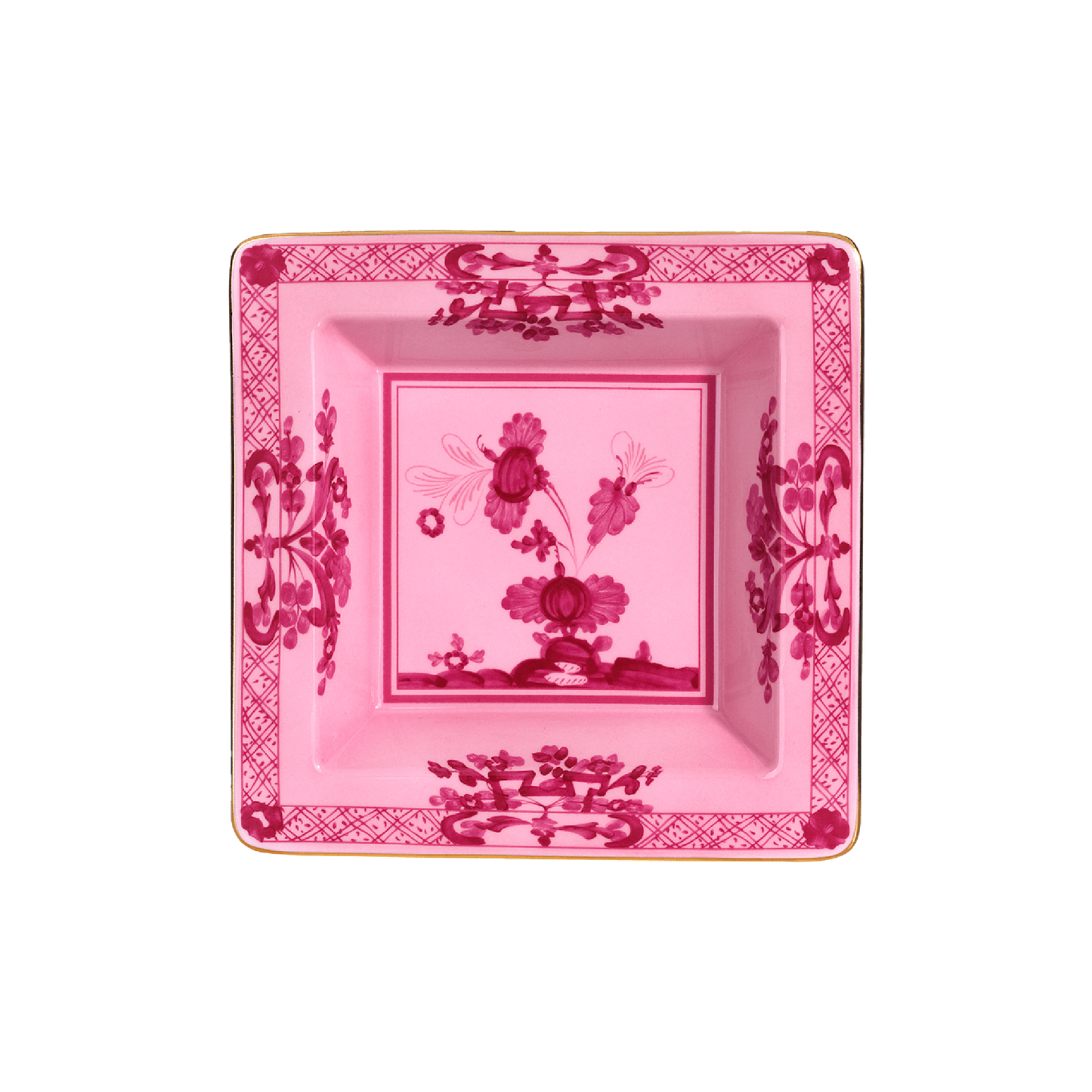 Ginori 1735 Oriente Italiano Square Vide Poche Change Tray | Porpora Pink 7in
