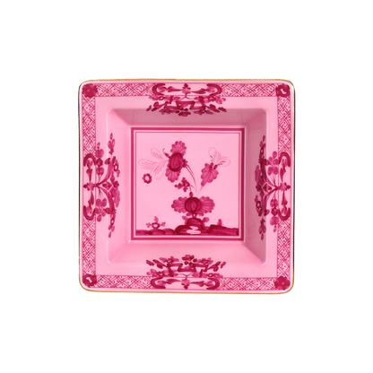 Ginori 1735 Oriente Italiano Square Vide Poche Change Tray | Porpora Pink 7in