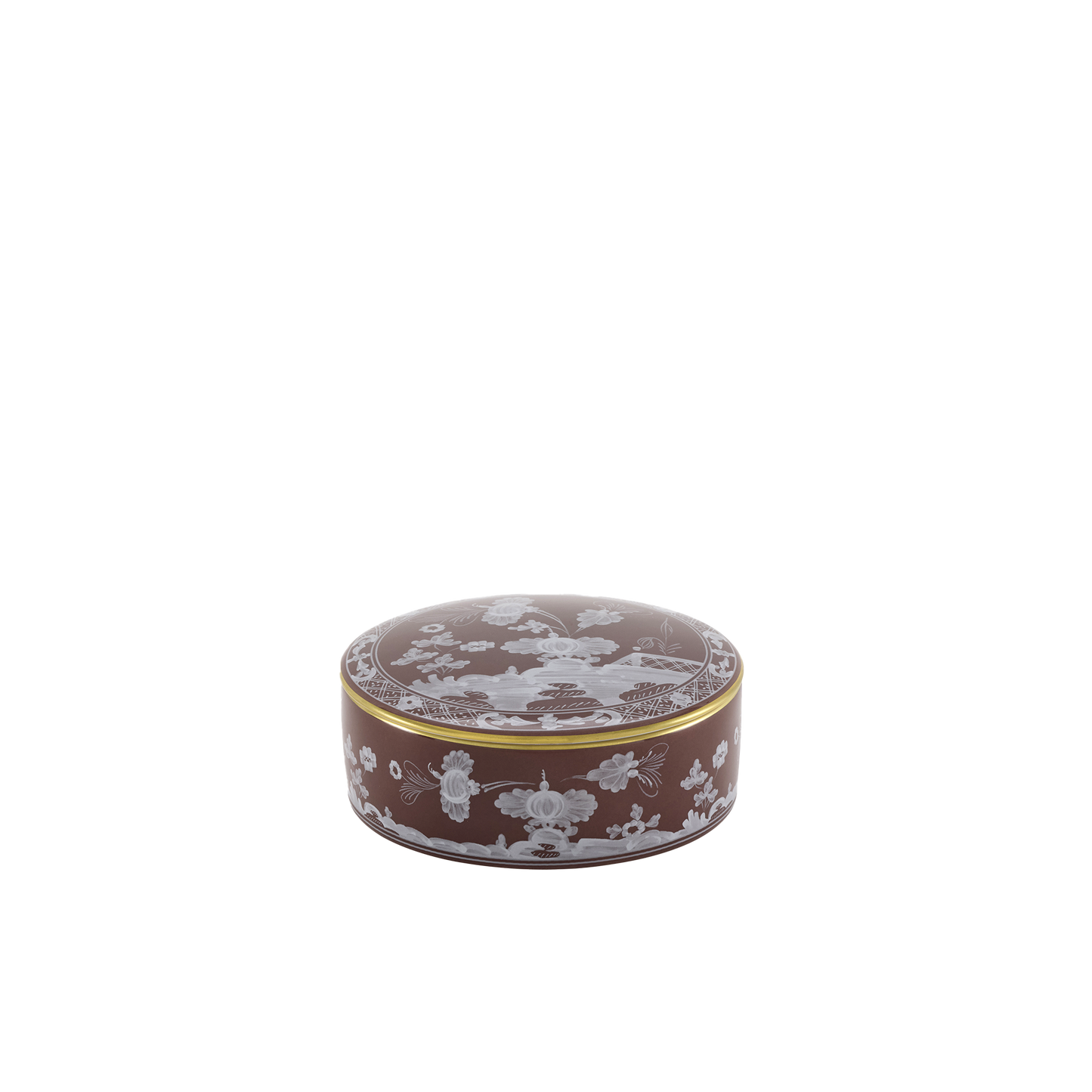 GInori 1735 Oriente Italiano Round Box With Cover | 5in Castagna