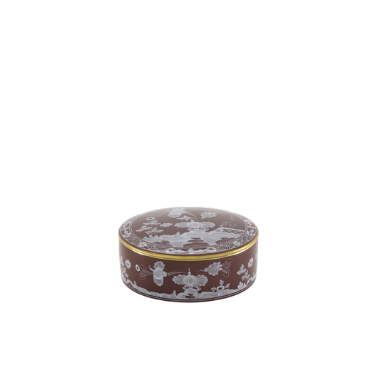 GInori 1735 Oriente Italiano Round Box With Cover | 5in Castagna