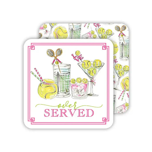 Square Coasters Over Served Tennis | Set of 20