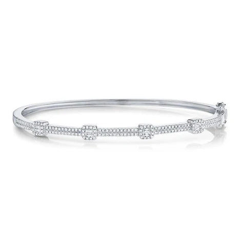 Diamond Baguette Bangle Bracelet | .52c 14k WG