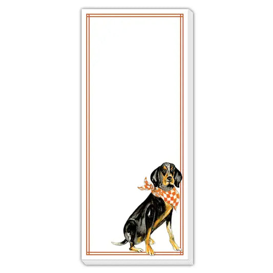 Skinny Notepad Coonhound with Orange + White Bandana