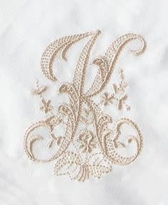 Fine Linen Monogram Cocktail Napkin Set of 6 | 6in Letter K