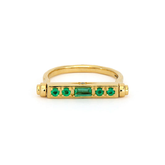 Diamond + Emerald Flip Ring | S6.5 .2c GSI 14k