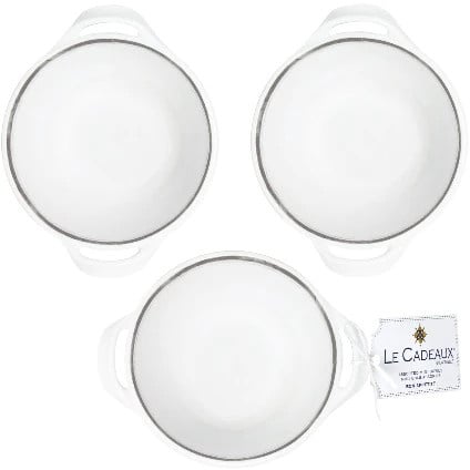 Bianco Mini Two Handled Bowls Set Of 3 | White 4.75in