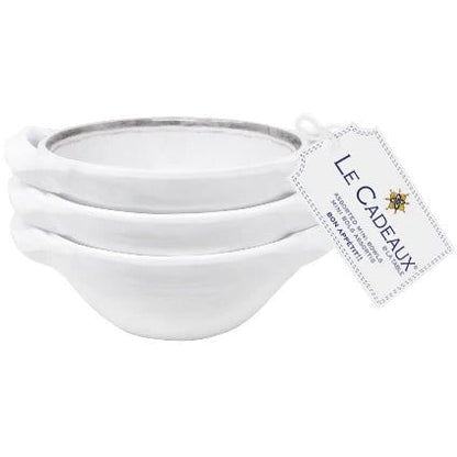 Bianco Mini Two Handled Bowls Set Of 3 | White 4.75in