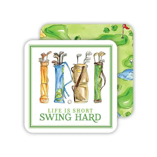 Square Coasters Life is Short Swing Hard | Set of 20
