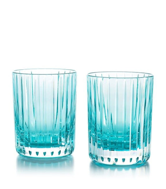 Baccarat Harmonie Tumbler Double Old Fashioned #2 Pastels Turquoise Set of 2 | 12oz