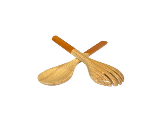Bamboo Classic Salad Server Set | 10.7in Caramel