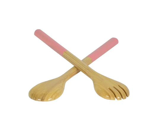 Bamboo Classic Salad Server Set | 14.7in  Light Pink