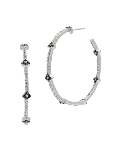 Signature Arrow Station Hoop Earrings Silver