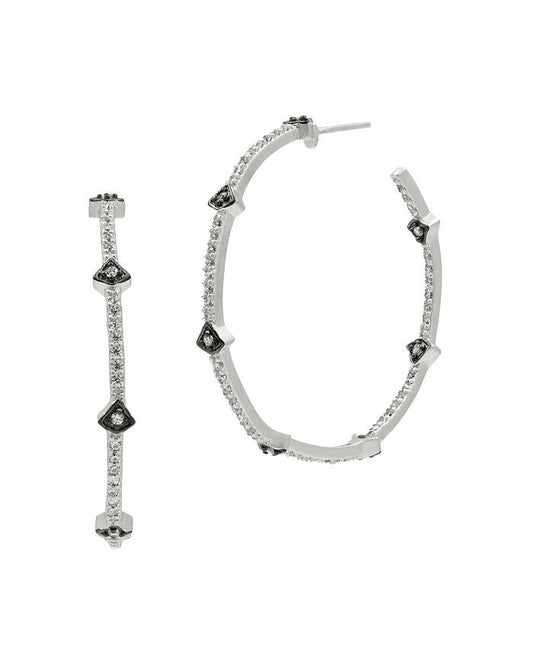 Signature Arrow Station Hoop Earrings Silver