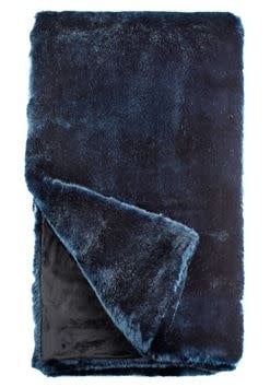 Couture Collection Mink Faux Fur Throw Blanket | 60in Steel Blue