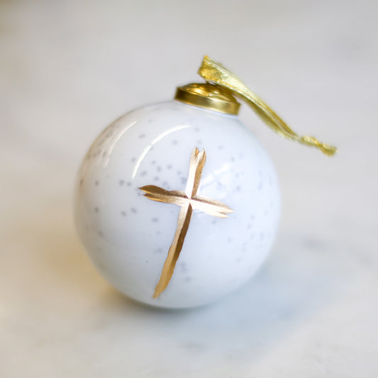 Gold Cruix Glass Ornament