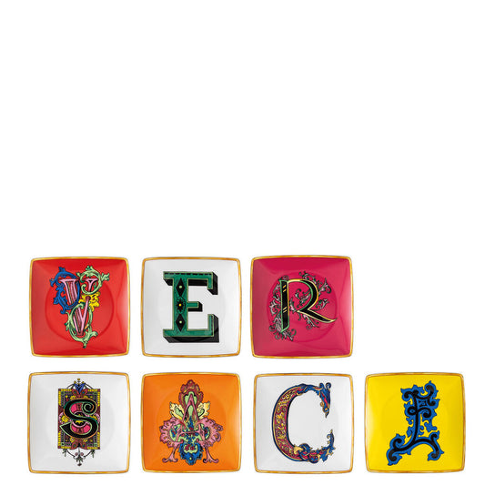 Versace Alphabet Square Canape Dish Set | 4.75in VERSACE