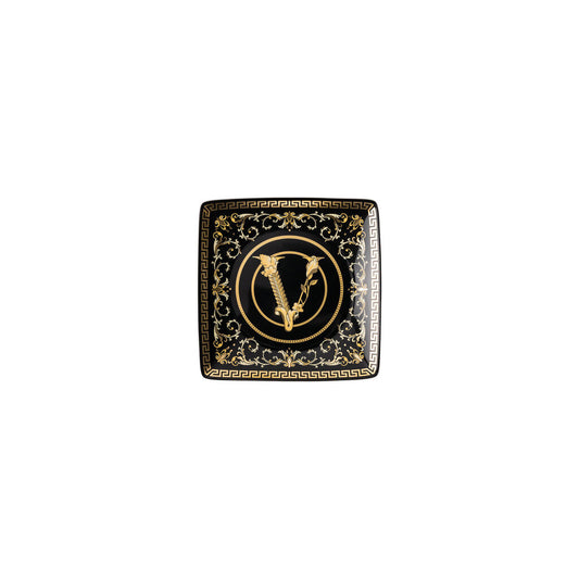 Versace Virtus Gala Square Canape Dish | 4.75in Black