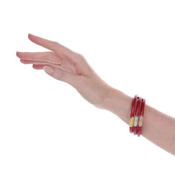 Budha Girl Three Kings All Weather Bangles S/3 Red L