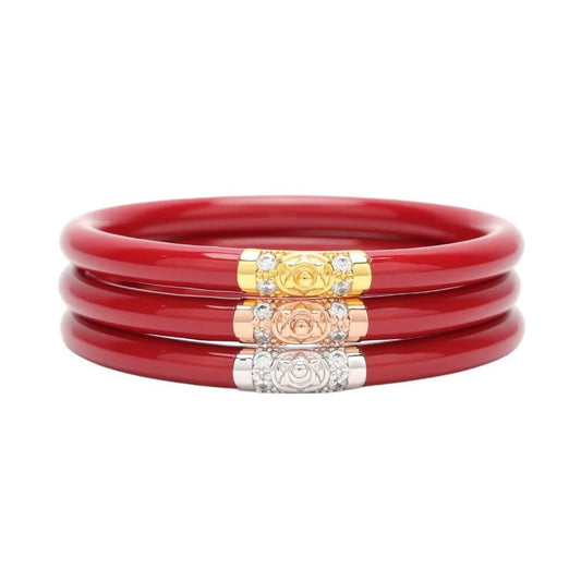 Budha Girl Three Kings All Weather Bangles S/3 Red L
