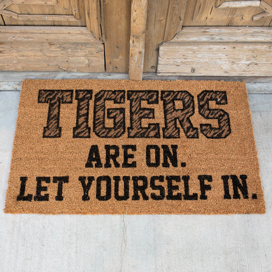 Tigers Are On Coir Doormat | Natural + Black 30x18