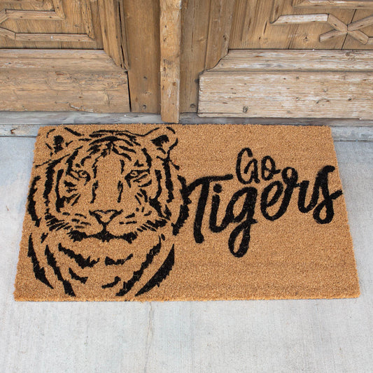 Go Tigers Coir Doormat | Natural + Black 30x18