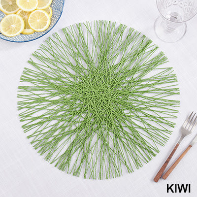 Straw Placemats Set of 4 | Kiwi Green Round 15in