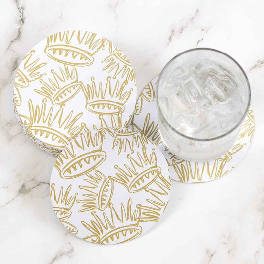 Royal Crown Reversible Paper Coasters | Set of 20