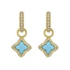 Moroccan Flower Stone Pave Halo Earring Charm