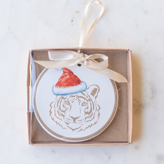 Tiger Santa Hat Ornament