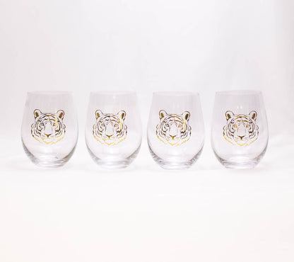 Tiger Stemless Wine Glass | 16oz