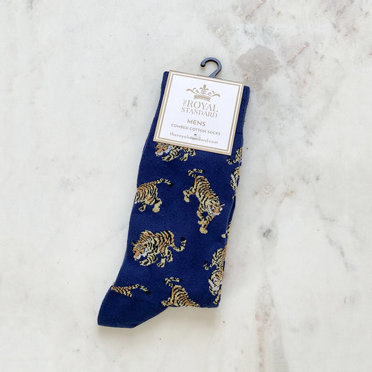 Tiger Socks in Navy