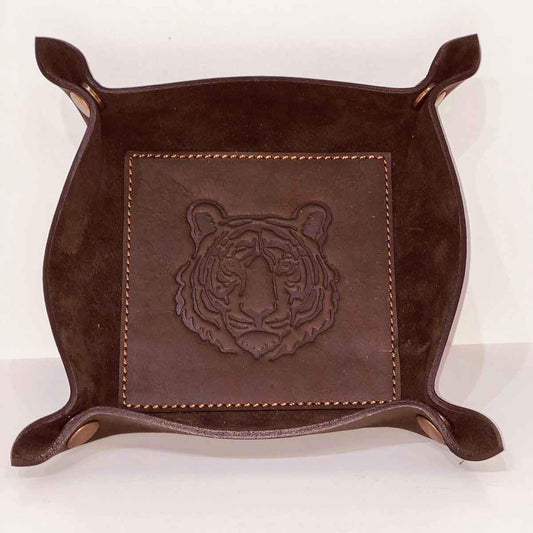 Tiger Leather Embossed Valet Tray | 8in