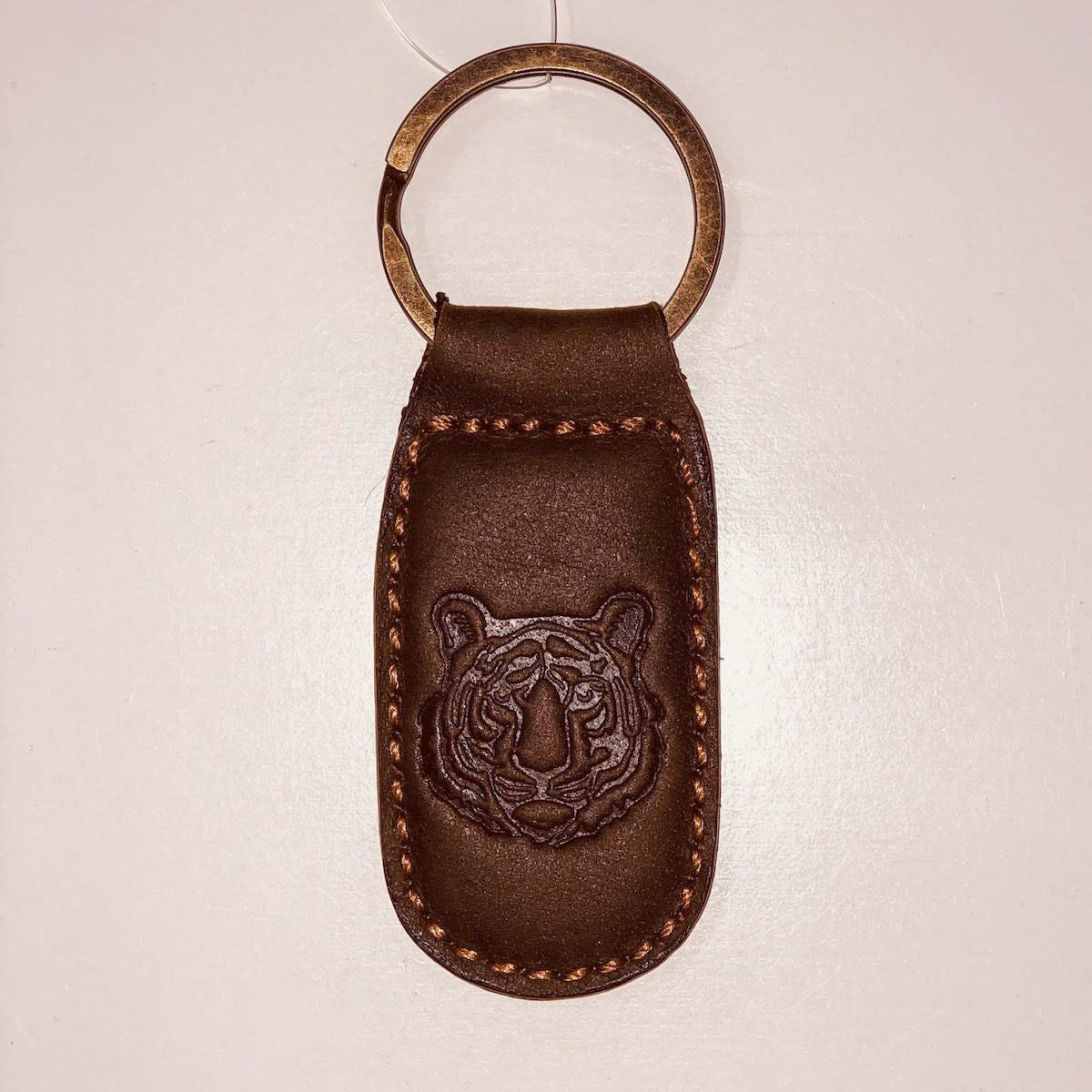 Leather Tiger Embossed Keychain