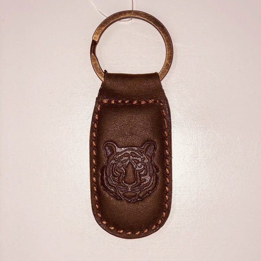 Leather Tiger Embossed Keychain