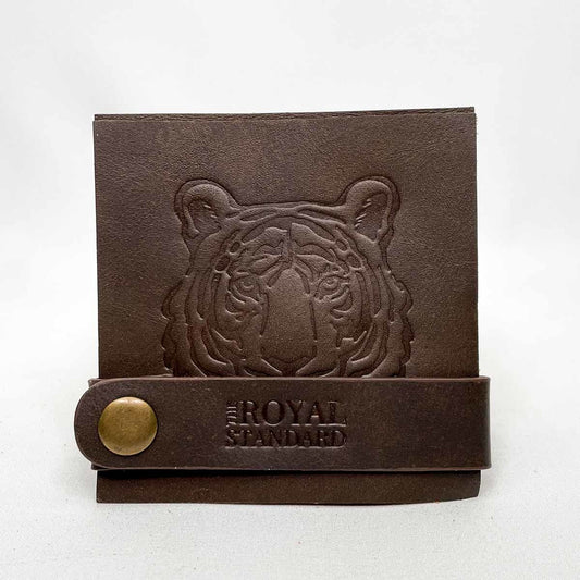 Tiger Leather Embossed Coasters | Brown 4in S/4