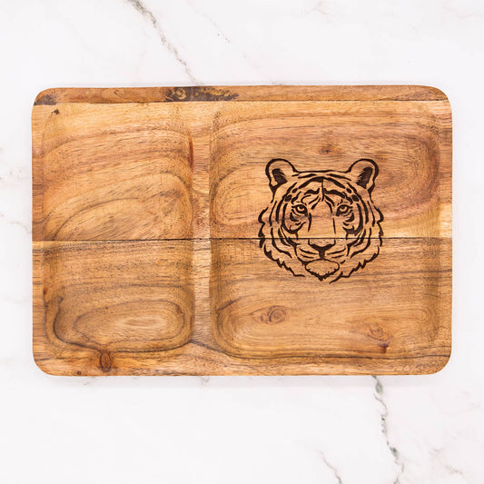 Tiger Etched Wood Valet Tray | Natural 10x7in