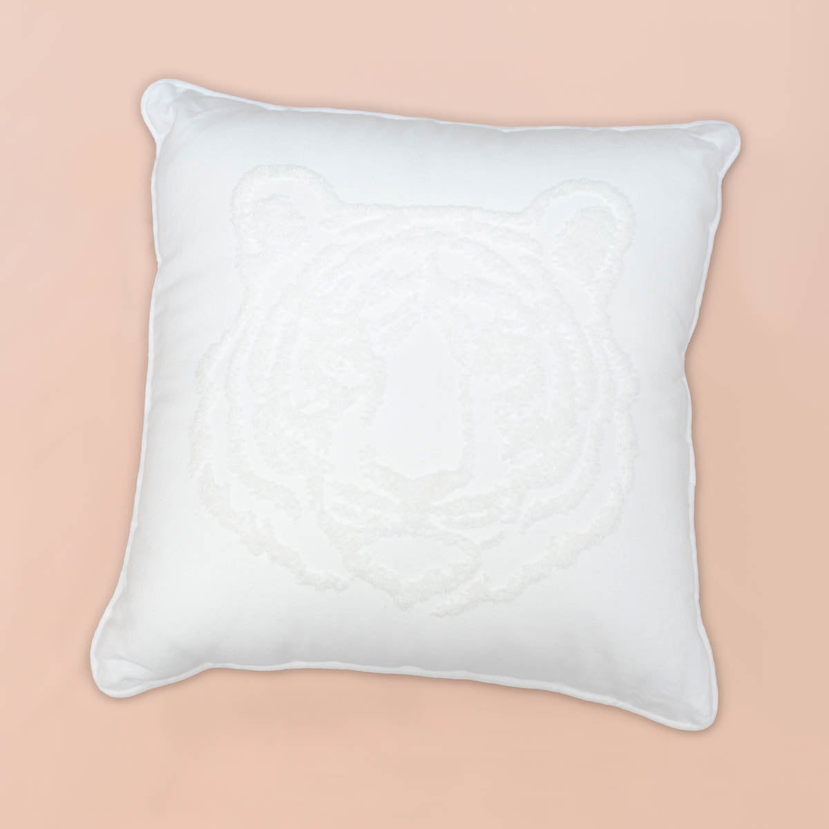 Get 'em Tiger Embroidered Pillow | White 16in