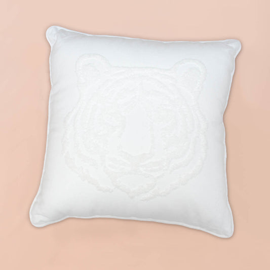 Get 'em Tiger Embroidered Pillow | White 16in
