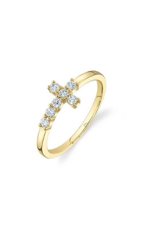 Diamond Cross Ring | S7 .25c 14k YG
