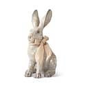 15.75" Resin Distressed Grey Sitting Bunny With Bow