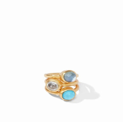 Jewel Stack Ring Gold Iridescent Bahamian Blue Size 7