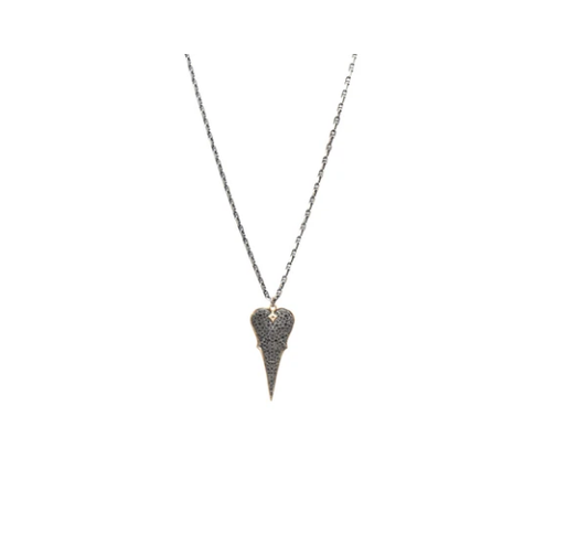 Pave Heart Necklace BLK Sapp 14K RG