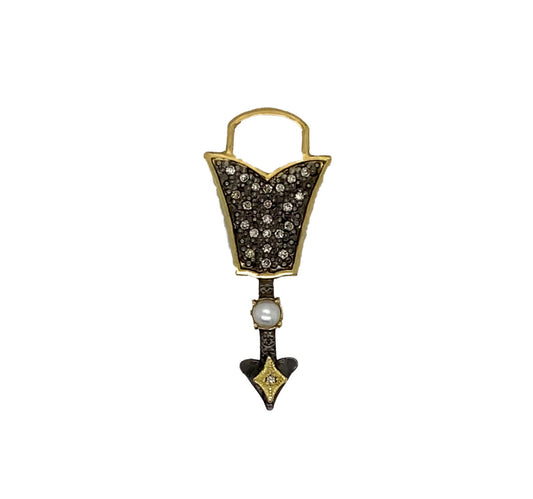 Necklace Pave Arrow Charm 27mm CHP Dia  Pearl