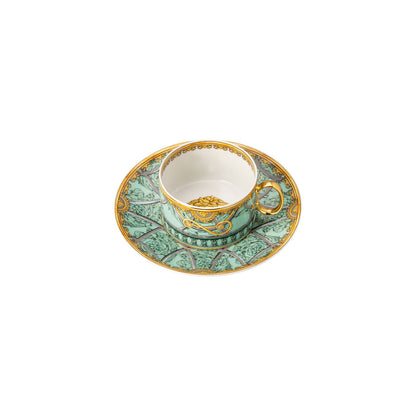 Versace Scala Palazzo Verde Tea Cup + Saucer Set | 7oz