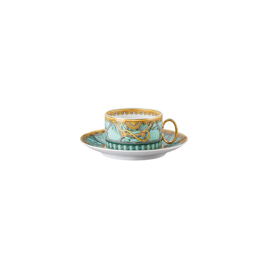 Versace Scala Palazzo Verde Tea Cup + Saucer Set | 7oz