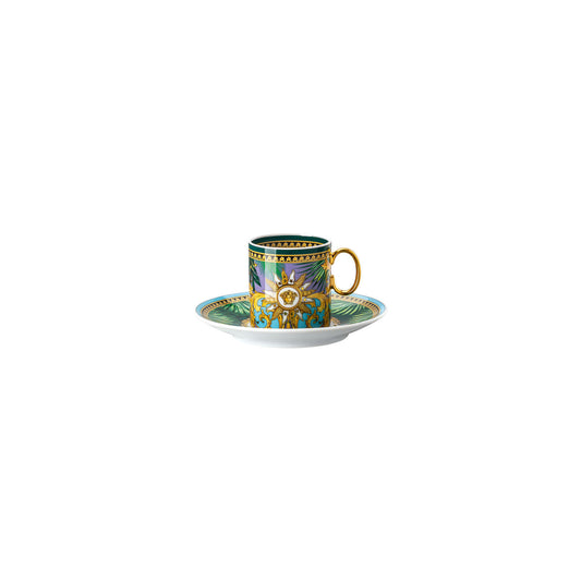 Versace Jungle Animalier Green AD Cup + Saucer Set | 3oz