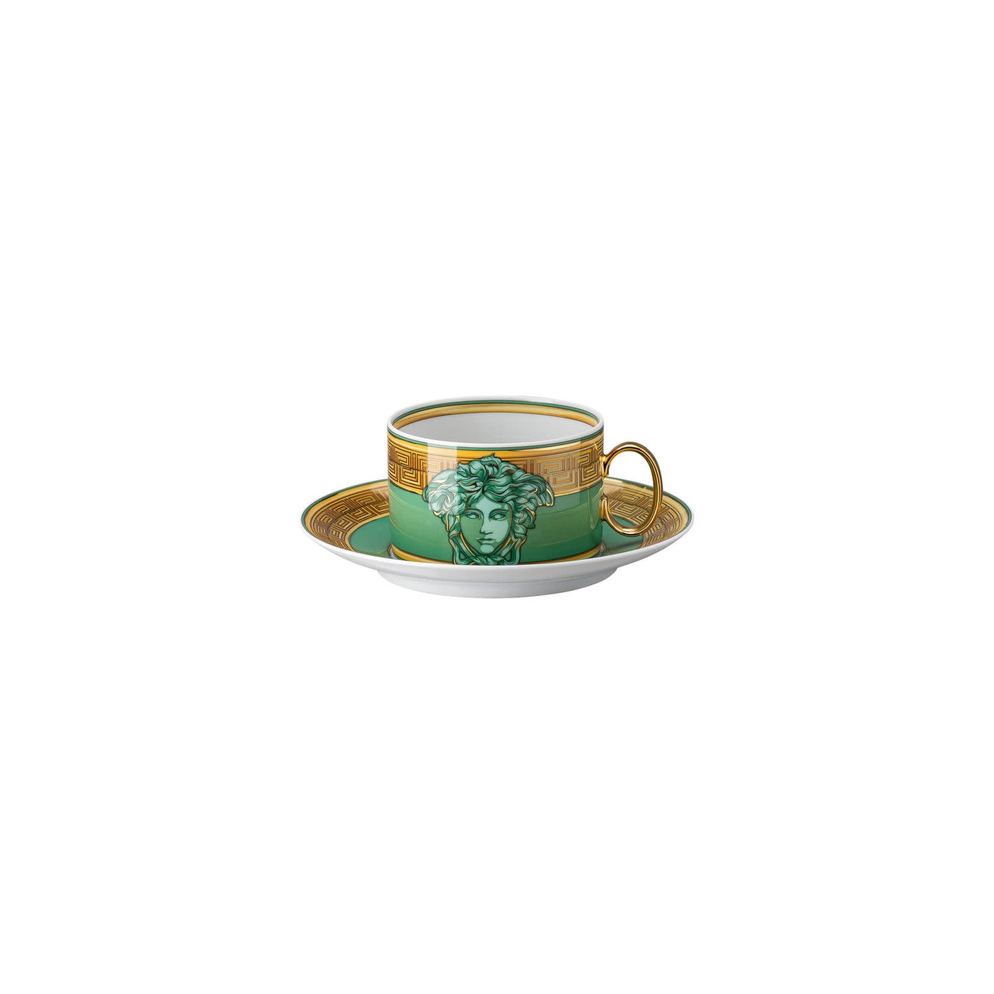 Versace Medusa Amplified Green Coin Tea Cup + Saucer Set | 6.25in