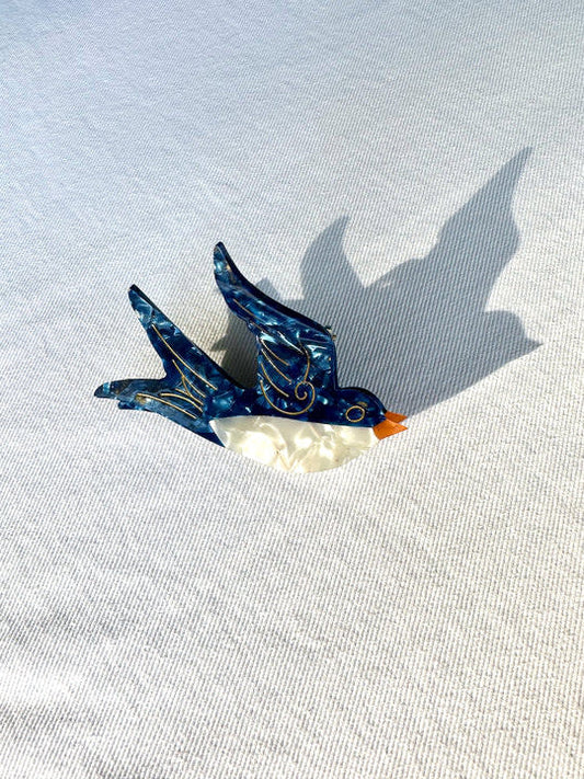 Hand Painted Claw Clip | Swallow
