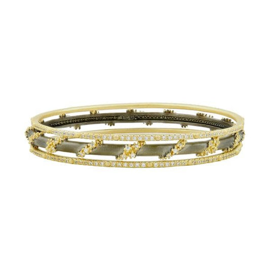 Midnight Pave Roped 3 Stack Bangles